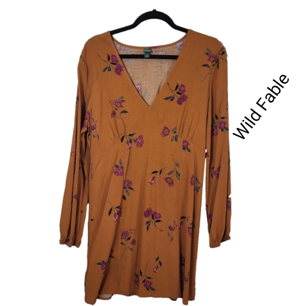 *Wild Fable - Women's dress EUC, Size XL, Long sleeve, Brown with flower print